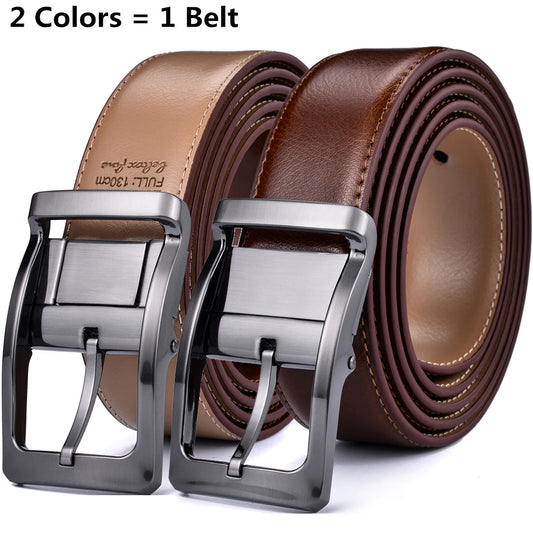 Men's Reversible Classic Dress Belt Leather Rotating Buck