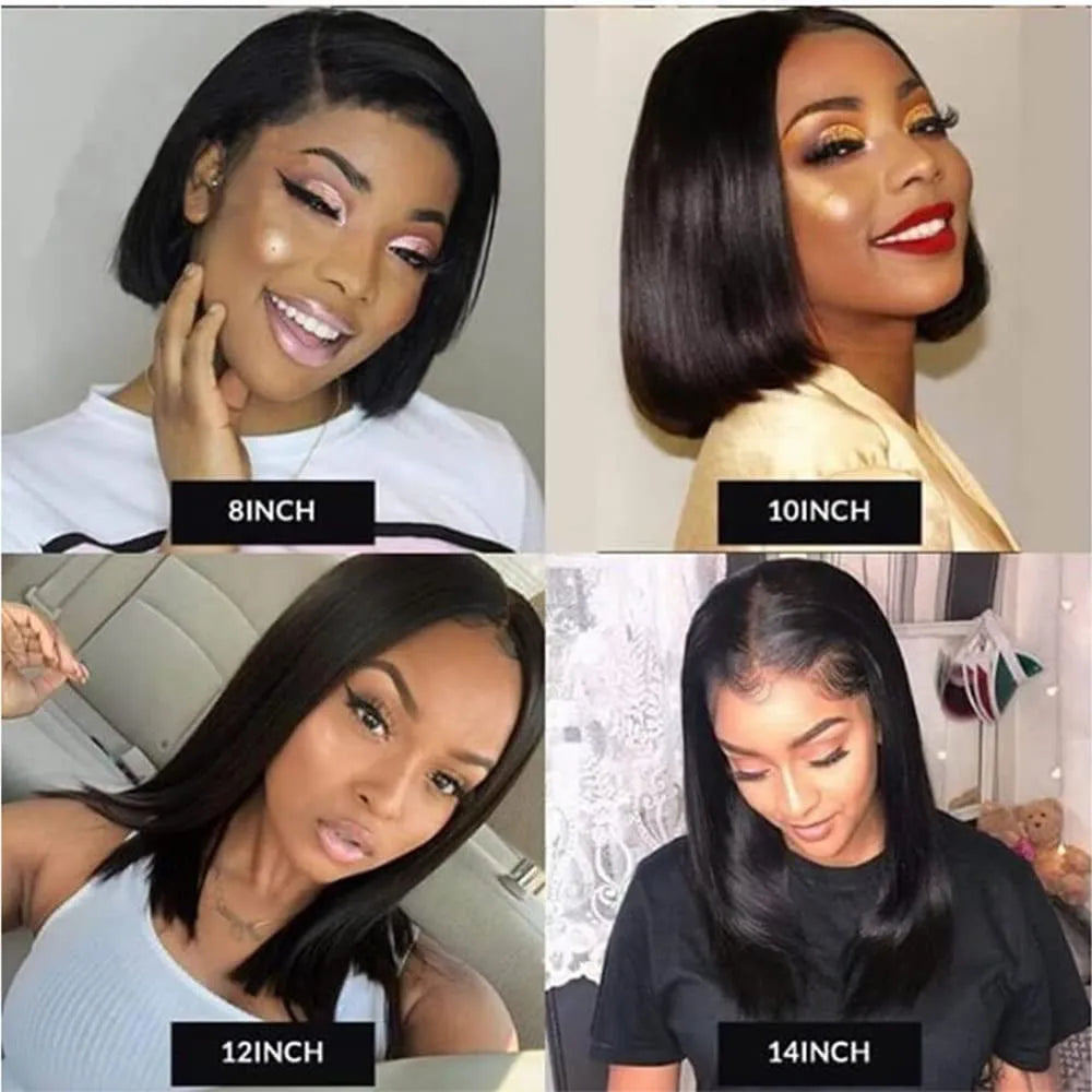 Short Straight Bob Human Hair Wigs for Black Women Human Hair 180 Density Glueless Wigs Human Hair Bob Frontal Wigs Human Hair