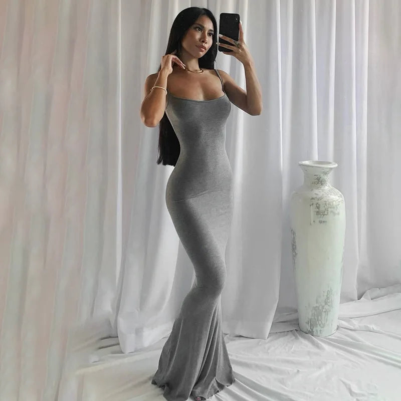 Satin Slip Sleeveless Backless Maxi Dress Women 2023 Y2K Summe