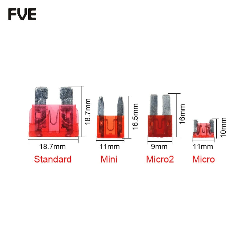 Micro2 Micro Mini Standard medium Blade Fuse Apapter Automotive Fuses tap Holder 2A 3A 5A 7.5A 10A