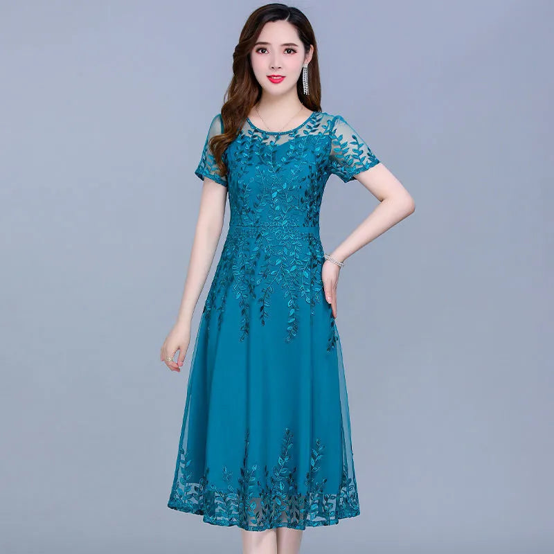 Round Neck Solid Color Temperament Dresses