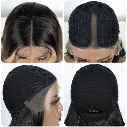 Noble Lace Front Wig Synthetic 28“ Highlight Honey Brown Body Wave