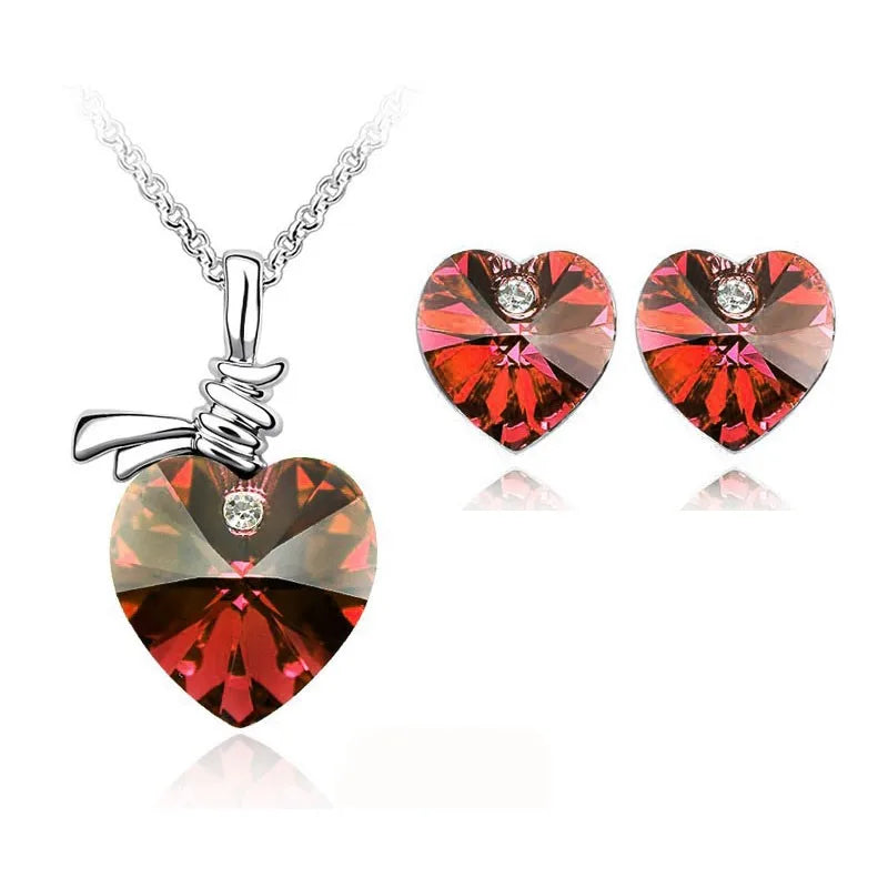 Crystal Heart Pendant fashion Jewelry set Necklace  l