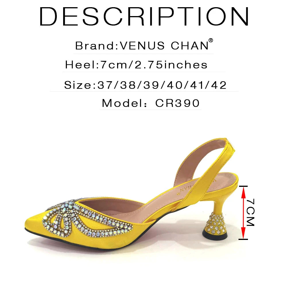 Yellow Classy Bowknot Pointed Toe Women's Shoes High Heel Elegan