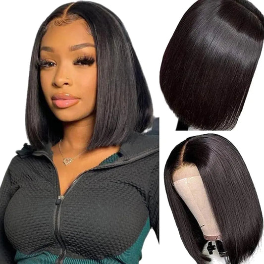 Short Straight Bob Human Hair Wigs for Black Women Human Hair 180 Density Glueless Wigs Human Hair Bob Frontal Wigs Human Hair