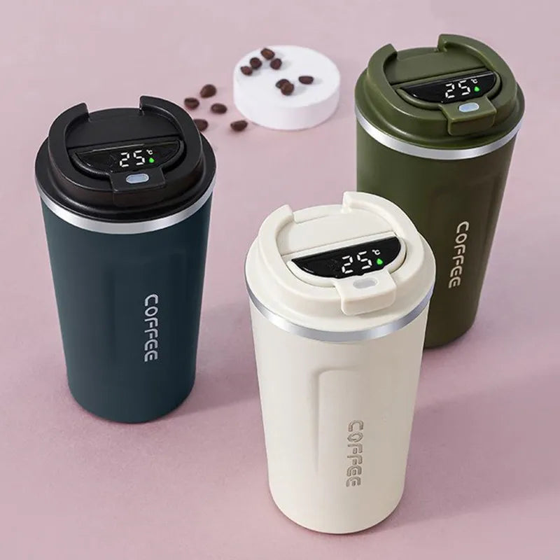 Stainless steel thermos bottle with digital temperature display, Intelligent temperature measurement cup, LED, 500ml