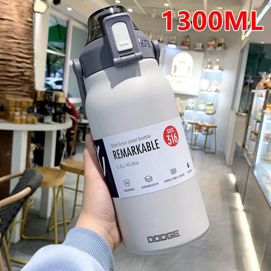 Thermal Water Bottle Large Capacity With Straw Stainless Steel Thermos