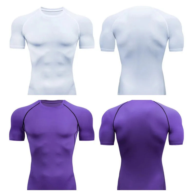 Men Compression Running T Shirt Fitness Tight Short Sleeve