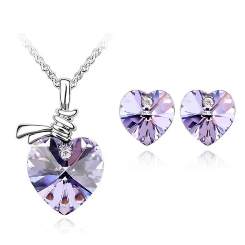 Crystal Heart Pendant fashion Jewelry set Necklace  l