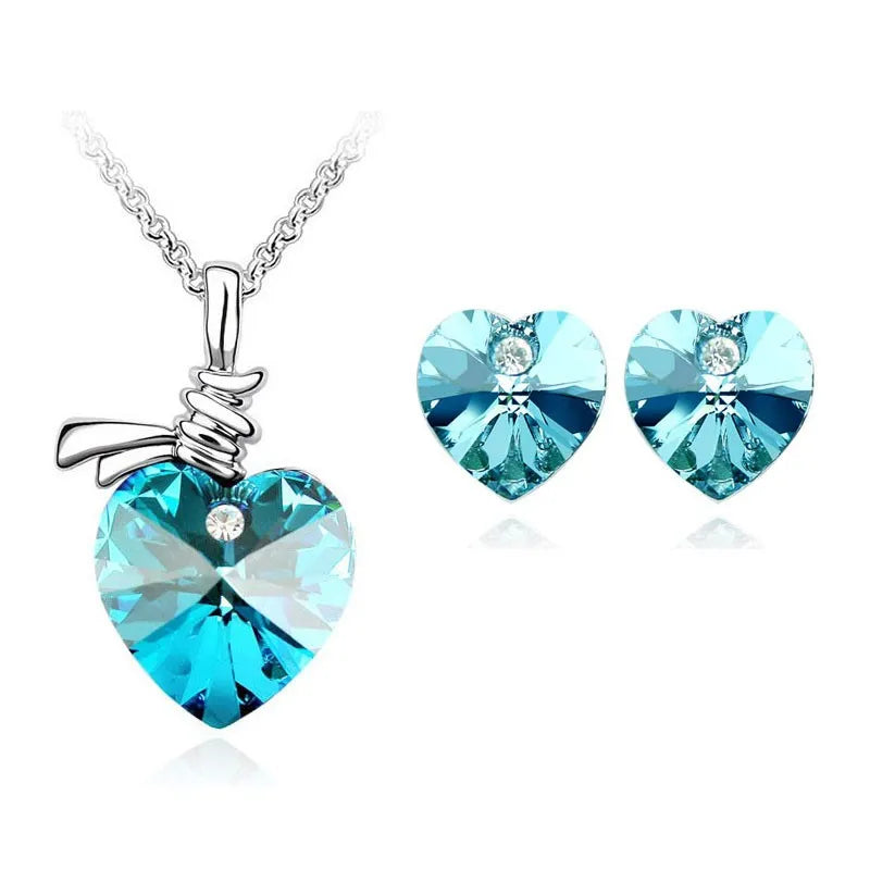 Crystal Heart Pendant fashion Jewelry set Necklace  l