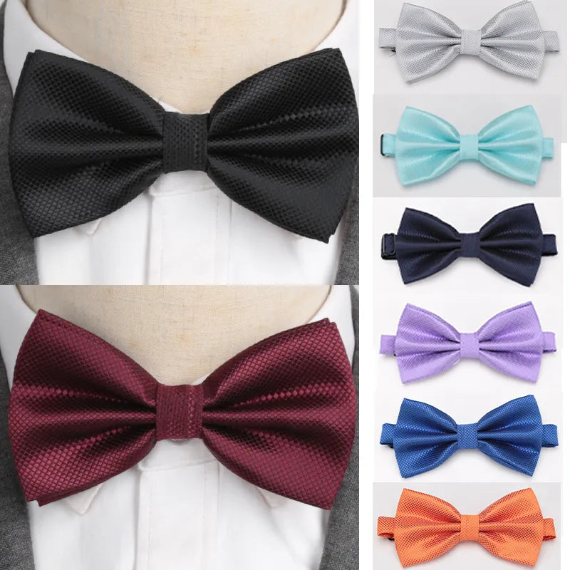 Men Plaid Bowties Groom Mens Solid Fashion Cravat