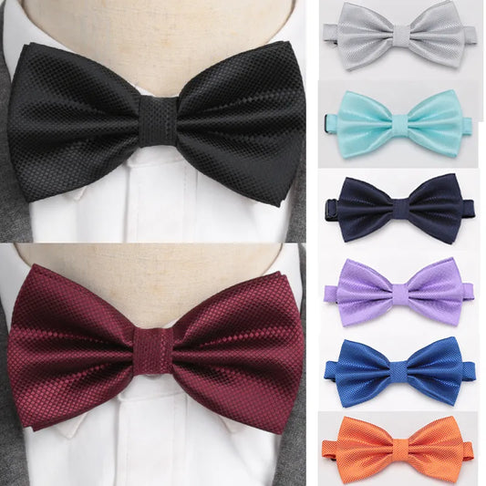 Men Plaid Bowties Groom Mens Solid Fashion Cravat