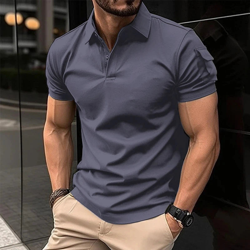 Summer New Men's Casual Short-Sleeved Polo Shirt Office Fashion