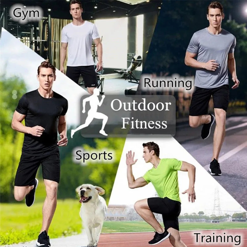 Quick-drying Men Running Shirts Fitness Compression Gym Polyester Sports