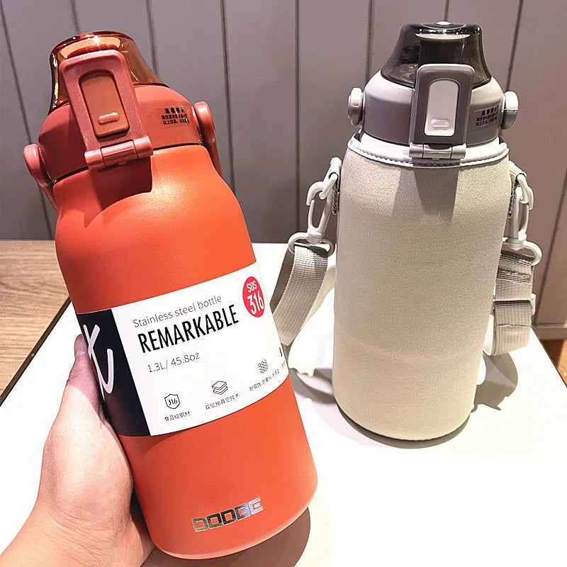 Thermal Water Bottle Large Capacity With Straw Stainless Steel Thermos