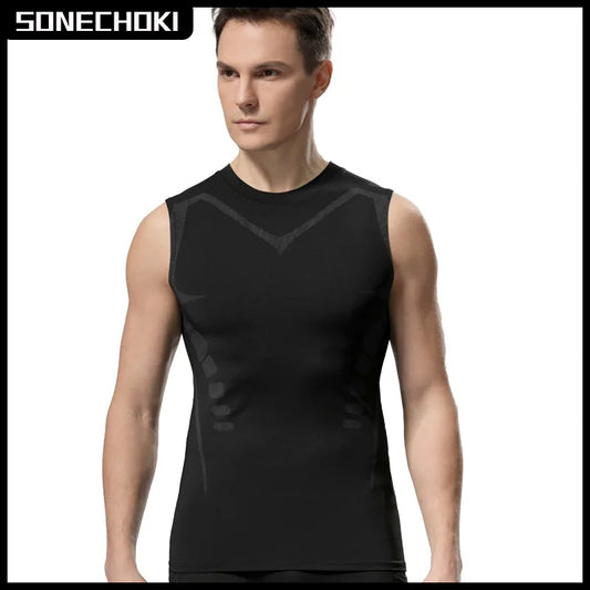 Compression Tank Top Men Gym Shirt Sleeveless Quick Dry Printing