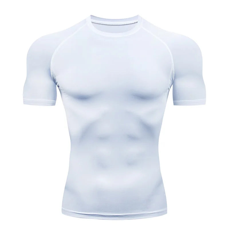 Men Compression Running T Shirt Fitness Tight Short Sleeve