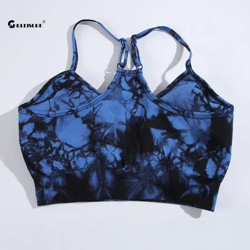 CHRLEISURE Tie Dye Sport Bra Women Fitness Underwear with