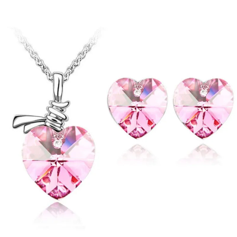 Crystal Heart Pendant fashion Jewelry set Necklace  l