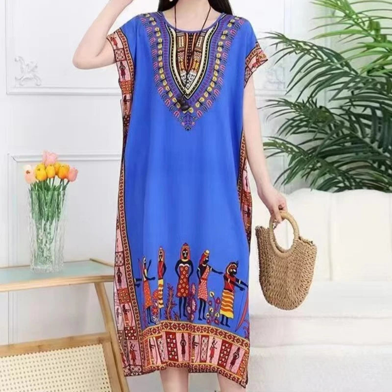 Casual Elegant Retro Bohemian National Style V-neck Elastic