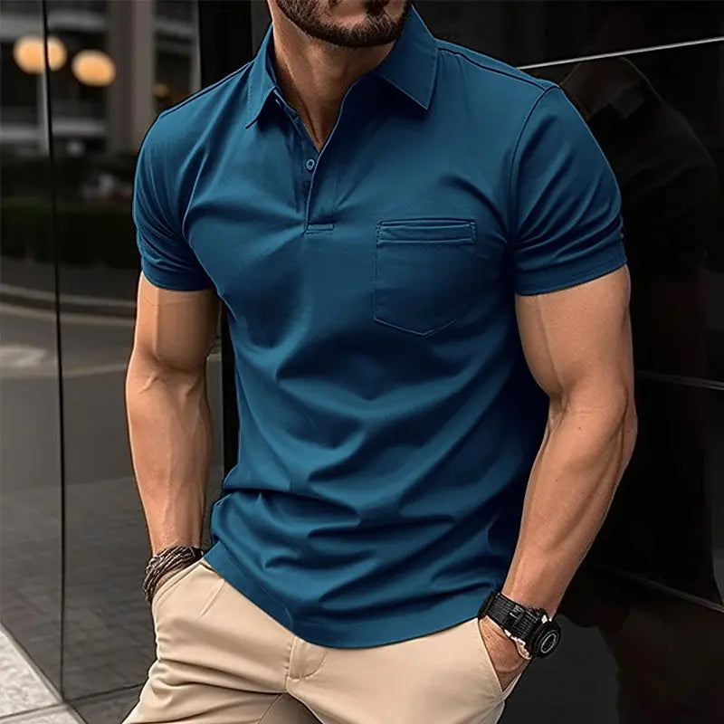 Summer New Men's Casual Short-Sleeved Polo Shirt Office Fashion