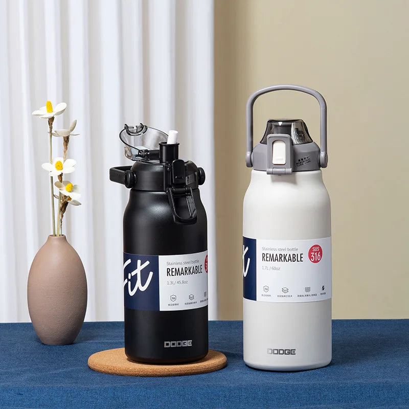 Thermal Water Bottle Large Capacity With Straw Stainless Steel Thermos