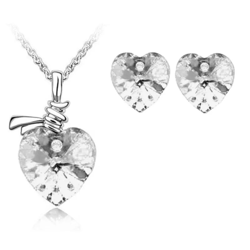 Crystal Heart Pendant fashion Jewelry set Necklace  l