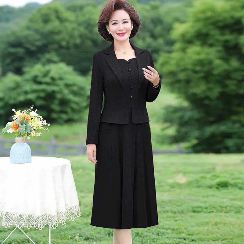 Dress Femme Long Sleeve A-line Party Knee-length