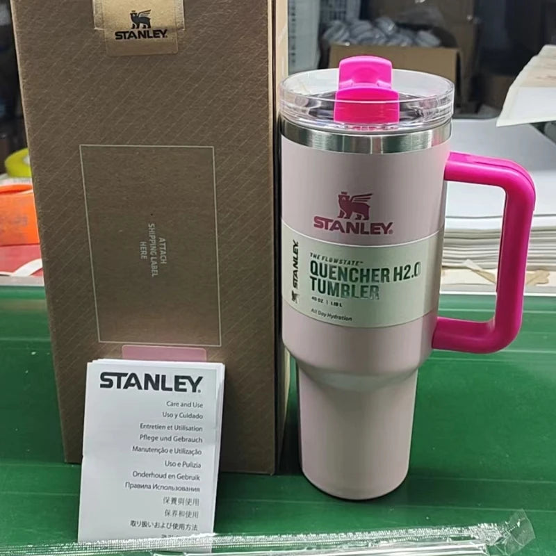 Stanley Adventure Quencher 30oz/40oz  H2.0 Tumbler with Handle with Straw Lids Stainless Steel Coffee Cup Car Mugs Fashion Gift