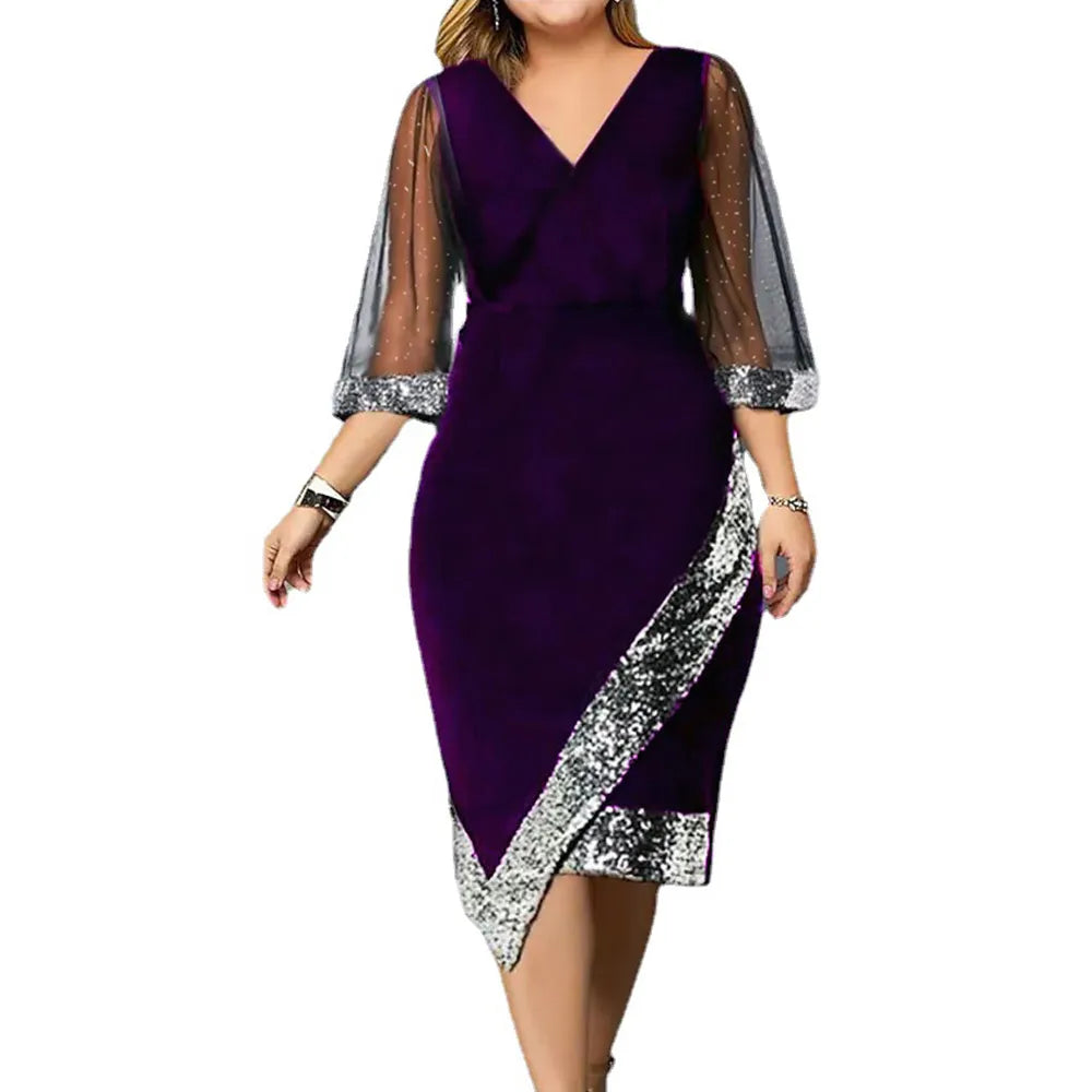 Plus Size  Evening Party Dress for Women 2023 Elegant Sequin