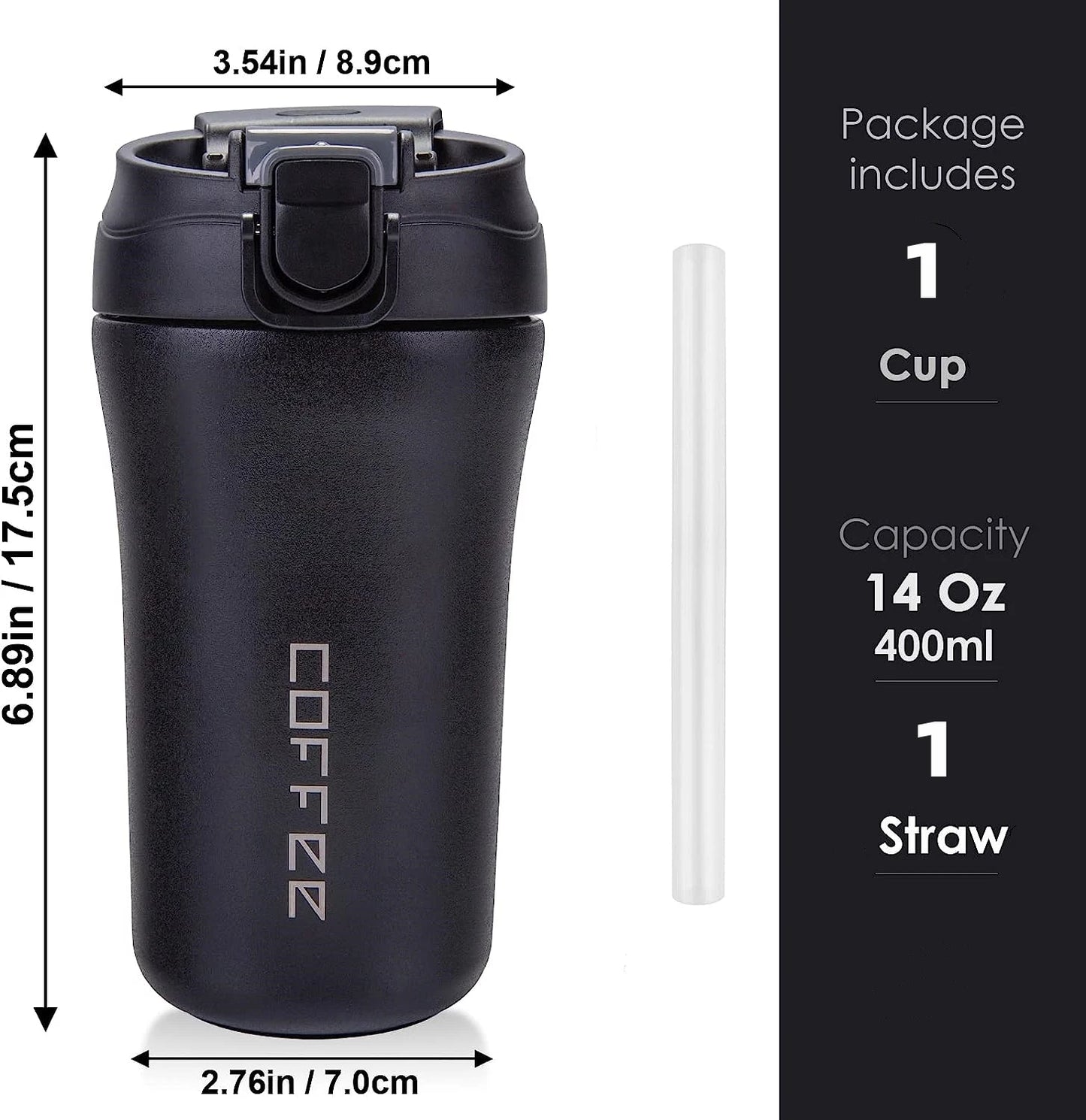 Travel Coffee Mug Vacuum Insulated Bottle Spill Proof with Lid Straw Reusable Tumbler Keep Hot/Ice Coffee Tea Car Thermos Cup