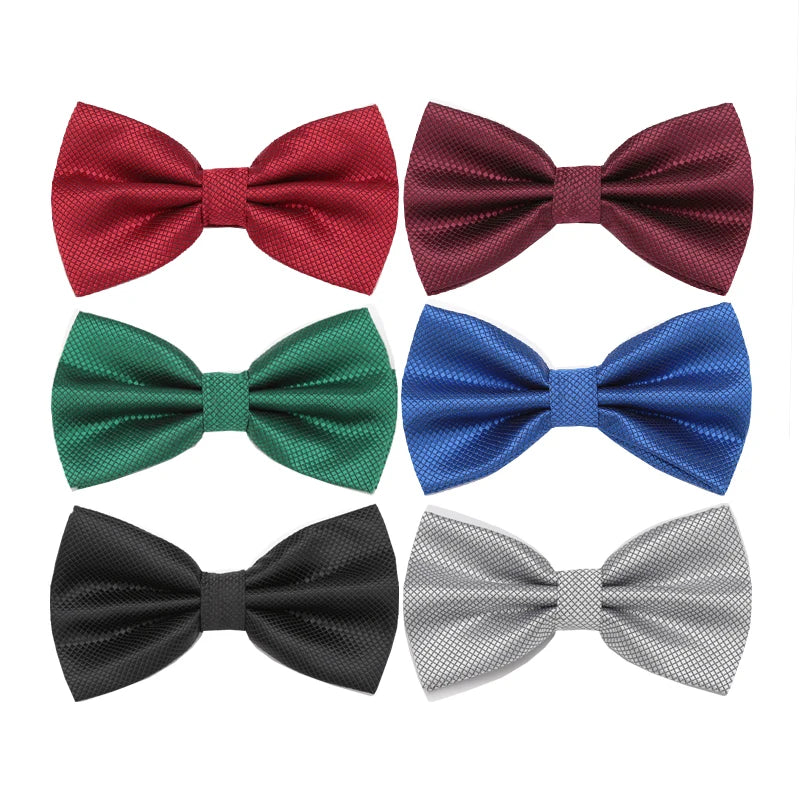 Men Plaid Bowties Groom Mens Solid Fashion Cravat