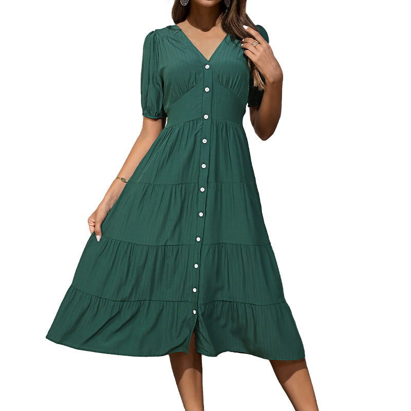 European And American Solid Color Summer Dress