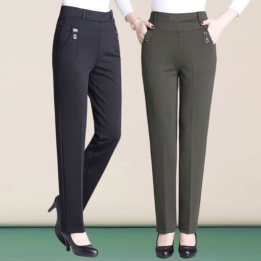 Women's Trousers Straight High Waist Stretch