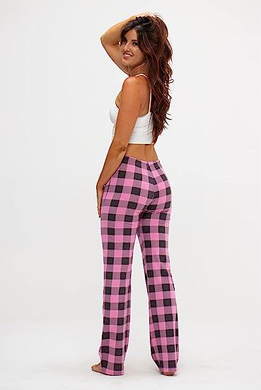 Women's Spring And Autumn Drawstring Plaid Printed Pants Length Leisure Pants Home