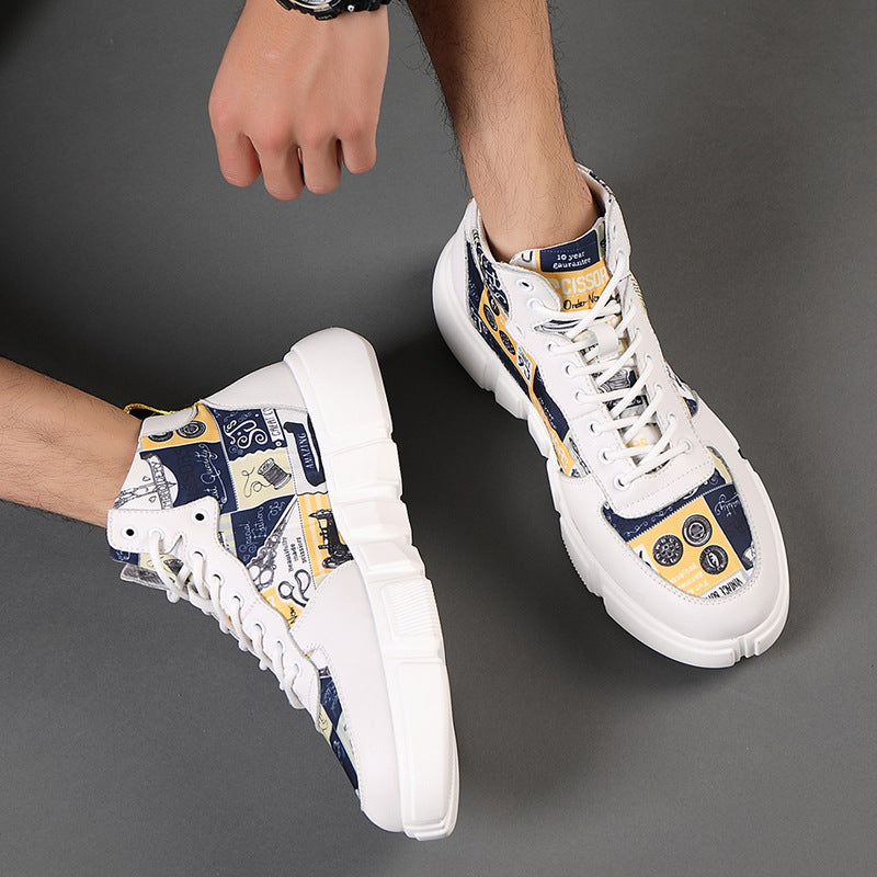 Color Printing Casual Breathable Sports Platform Board Shoes