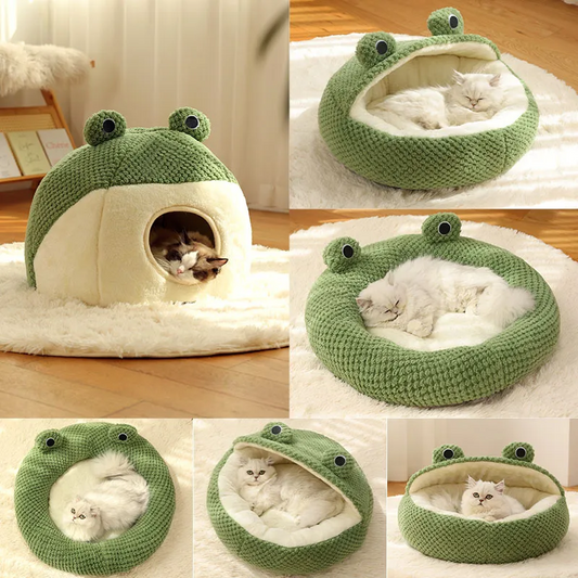 Pet Cat Dog Nest Little Frog Series Warm Plush Mat Autumn Winter Pet House Full Package Nest For Small Cats Dogs Within 5KG