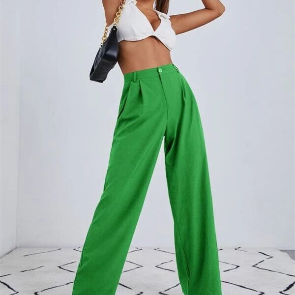 Women's High Waist Casual Wide-leg Suit Trousers