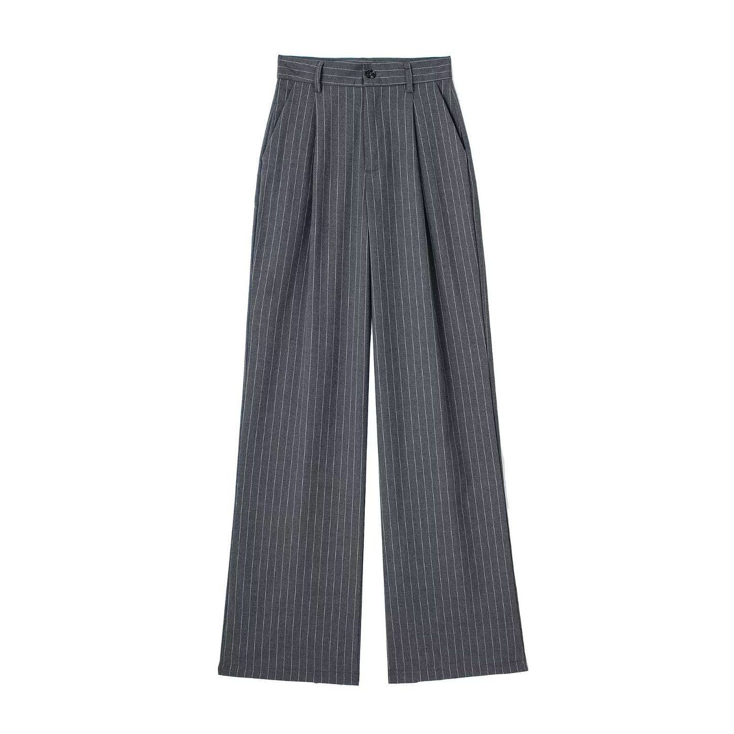 Women's French-style Pleated High-waist Wide-leg Trousers