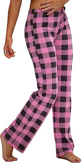 Women's Spring And Autumn Drawstring Plaid Printed Pants Length Leisure Pants Home