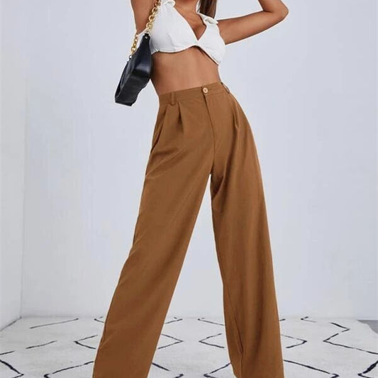 Women's High Waist Casual Wide-leg Suit Trousers