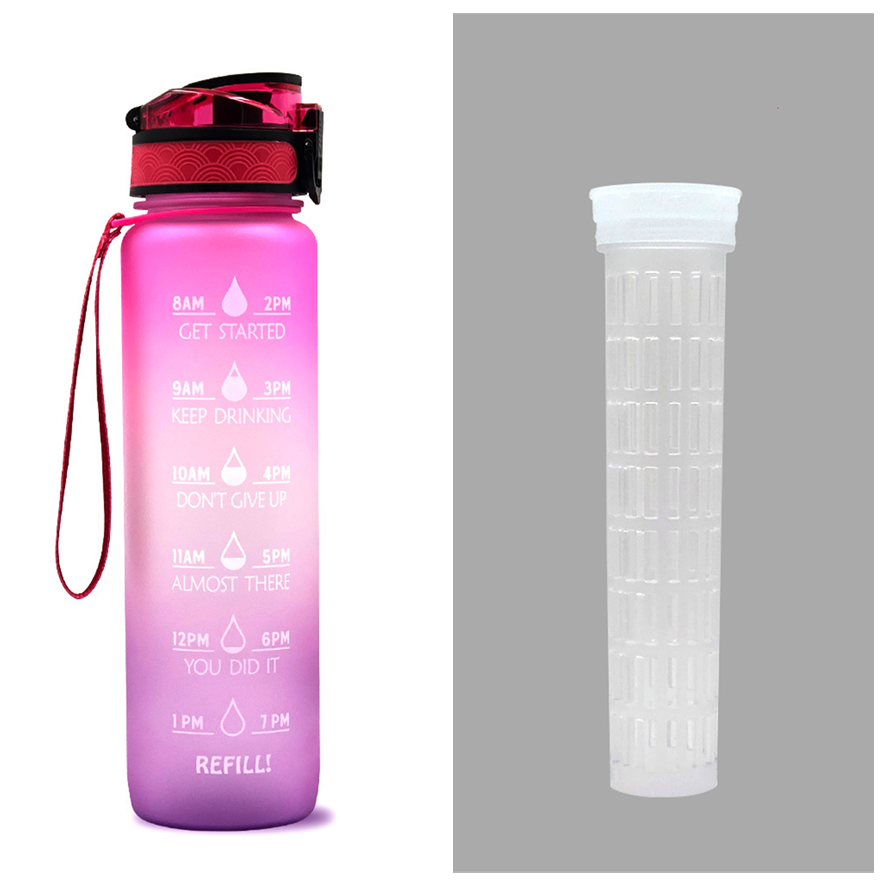 Water Bottle With Time Marker Bounce Cover Motivational Water