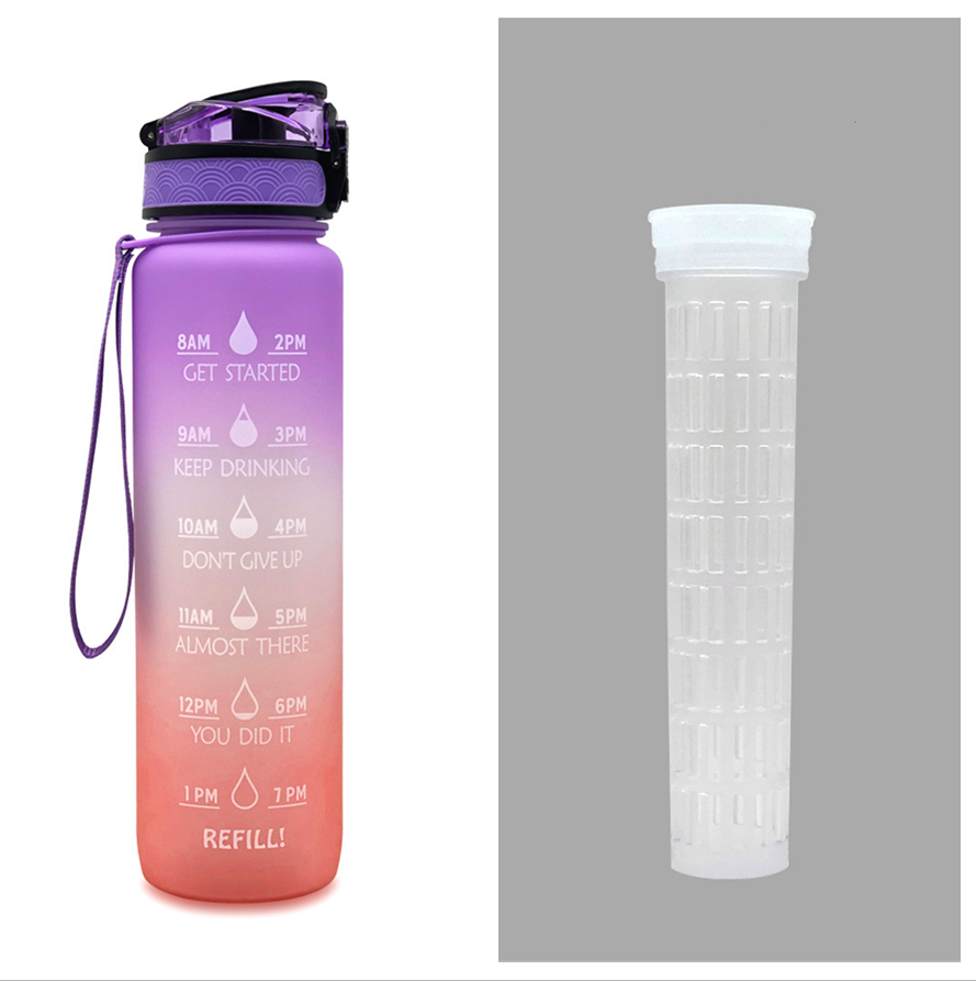 Water Bottle With Time Marker Bounce Cover Motivational Water