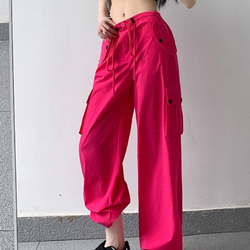 Women's Wide-leg Quick-drying Loose Straight Pocket Ankle-banded Casual Pants